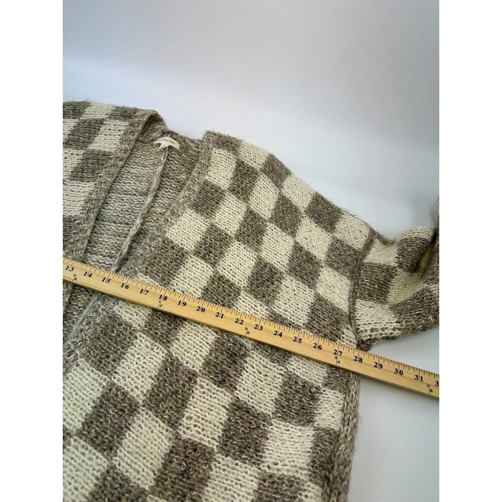 Grade And Gather Checkered Sweater Cardigan Open Chunky Heavy Knit Small Medium - Picture 15 of 16